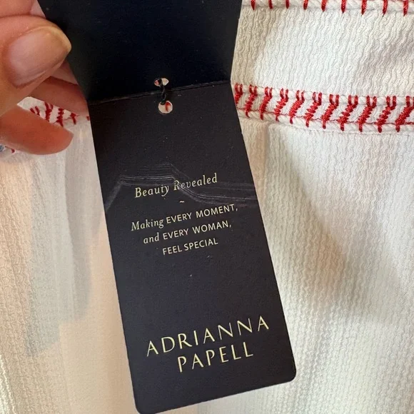 Adrianna Papell White and Blue Embroidered Tank - Picture 3 of 5